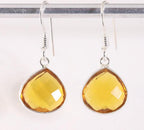 Fijne druppelvormige zilveren oorbellen met citrien afbeelding 1