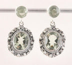 Bewerkte zilveren oorstekers met groene amethist afbeelding 1