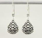 Fijne druppelvormige opengewerkte zilveren oorbellen afbeelding 1