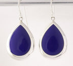 Grote druppelvormige zilveren oorbellen met lapis lazuli afbeelding 1