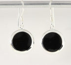 Ronde zilveren oorbellen met onyx afbeelding 1