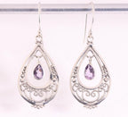 Opengewerkte zilveren oorbellen met amethist afbeelding 1