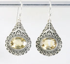 Bewerkte zilveren oorbellen met citrien afbeelding 1