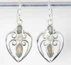 Opengewerkte zilveren oorbellen met labradoriet afbeelding 1