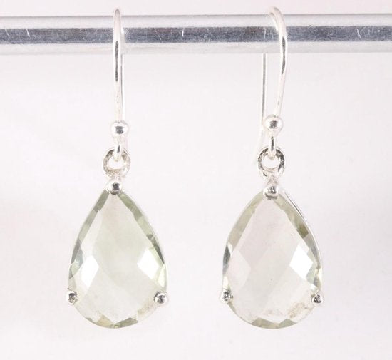 Zilveren oorbellen met groene amethist afbeelding 1