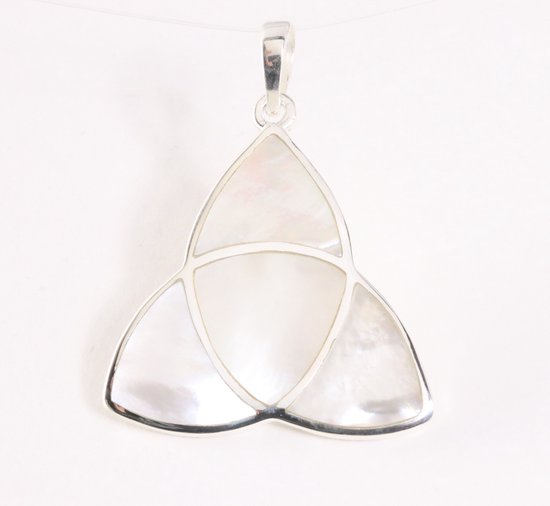 Zilveren triquetra hanger met parelmoer afbeelding 1