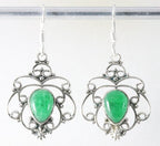 Opengewerkte zilveren oorbellen met jade afbeelding 1