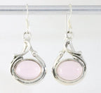 Bewerkte zilveren oorbellen met rozenkwarts afbeelding 1