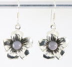 Bloemvormige zilveren oorbellen met rozenkwarts afbeelding 1