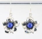 Bloemvormige zilveren oorbellen met lapis lazuli afbeelding 1