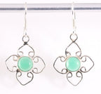 Fijne opengewerkte zilveren oorbellen met groene onyx afbeelding 1