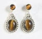 Bewerkte zilveren oorstekers met tijgeroog afbeelding 1