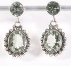 Bewerkte zilveren oorstekers met groene amethist afbeelding 1