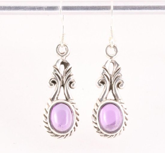 Bewerkte zilveren oorbellen met amethist afbeelding 1