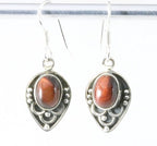 Fijne bewerkte zilveren oorbellen met rode tijgeroog afbeelding 1