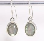Fijne ovale zilveren oorbellen met labradoriet afbeelding 1