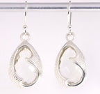 Bewerkte zilveren oorbellen met bergkristal afbeelding 1