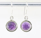 Fijne ronde zilveren oorbellen met amethist afbeelding 1