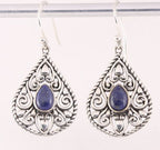 Opengewerkte zilveren oorbellen met lapis lazuli afbeelding 1