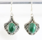 Bewerkte zilveren oorbellen met malachiet afbeelding 1