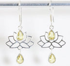 Zilveren lotus oorbellen met citrien afbeelding 1