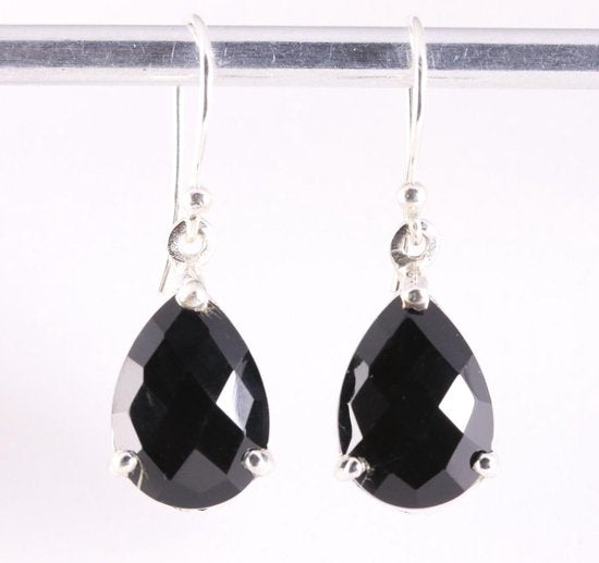 Zilveren oorbellen met onyx afbeelding 1