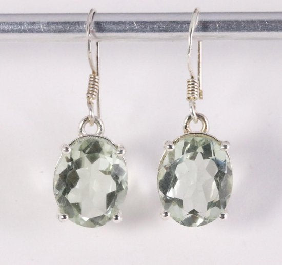Zilveren oorbellen met groene amethist afbeelding 1