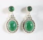 Bewerkte zilveren oorstekers met jade afbeelding 1