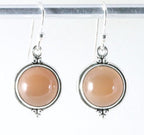 Ronde zilveren oorbellen met bruine maansteen afbeelding 1