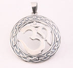 Grote ronde zilveren hanger met ohm teken afbeelding 1