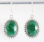 Bewerkte zilveren oorbellen met smaragd afbeelding 1
