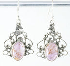 Bewerkte zilveren oorbellen met paarse cacoxeniet en zeepaardje afbeelding 1