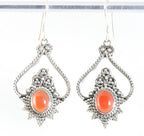 Bewerkte zilveren oorbellen met carneool afbeelding 1