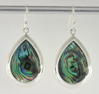 Grote druppelvormige zilveren oorbellen met abalone schelp afbeelding 4