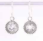 Fijne bewerkte ronde zilveren oorbellen met bergkristal afbeelding 1