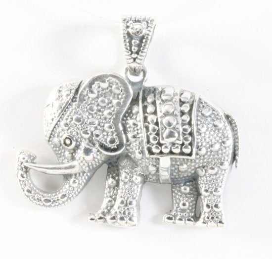 Bewerkte zilveren olifant hanger afbeelding 1
