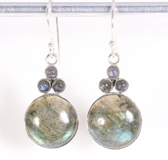 Zilveren oorbellen met labradoriet afbeelding 1