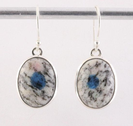 Ovale zilveren oorbellen met K2 jaspis afbeelding 1