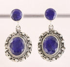 Bewerkte zilveren oorstekers met blauwe saffier afbeelding 1