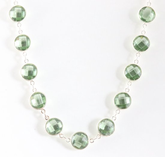 Zilveren collier met groene amethist afbeelding 1