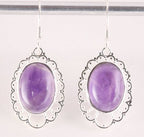 Opengewerkte zilveren oorbellen met amethist afbeelding 1