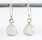 Hoogglans zilveren oorbellen met regenboog maansteen afbeelding 1