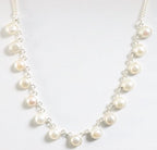 Zilveren schakel ketting met zoetwater parels afbeelding 1