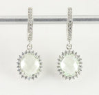 Zilveren oorbellen met groene amethist en witte topaas afbeelding 1