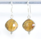 Fijne zilveren oorbellen met gefacetteerde tijgeroog afbeelding 1