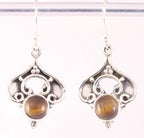 Bewerkte zilveren oorbellen met tijgeroog afbeelding 1