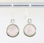 Fijne ronde zilveren oorbellen met rozenkwarts afbeelding 1