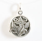 Fijn rond opengewerkt zilveren medaillon met bloemen afbeelding 1