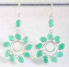 Grote zilveren oorbellen met groene chalcedoon afbeelding 1