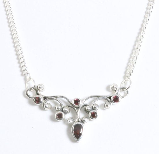 Fijne zilveren ketting met granaat afbeelding 1